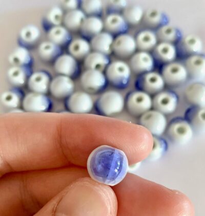 10mm Indigo Crackle Ceramic Tear Shaped Bead - Image 2