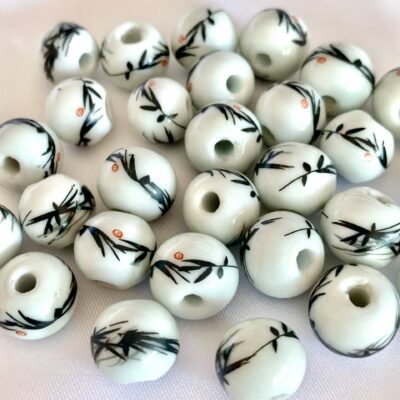12mm Black Bamboo Round Ceramic Bead