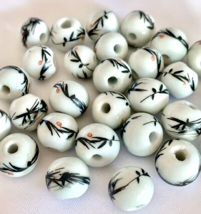 12mm Black Bamboo Round Ceramic Bead