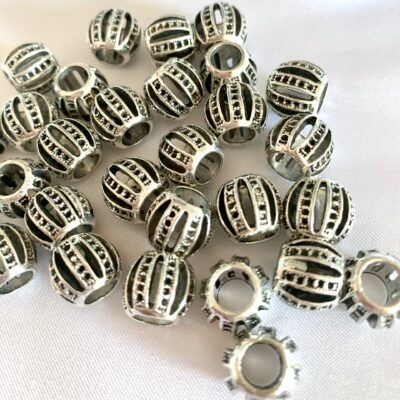 10mm Antique Silver Melon Filigree Metal Large Hole Spacer Bead