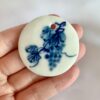 CLOSEUP_Hand Painted Blue Grapes Round Focal Ceramic Pendant (Round)